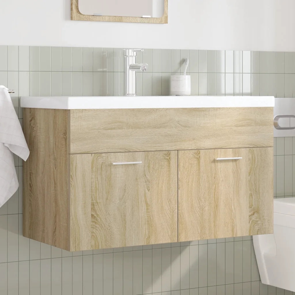 Mobile da Bagno con Lavabo Integrato e Rubinetto Rovere Sonoma 3325015