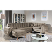 Divano angolare panoramico convertibile U HASGARD 326 cm marrone velluto con baule