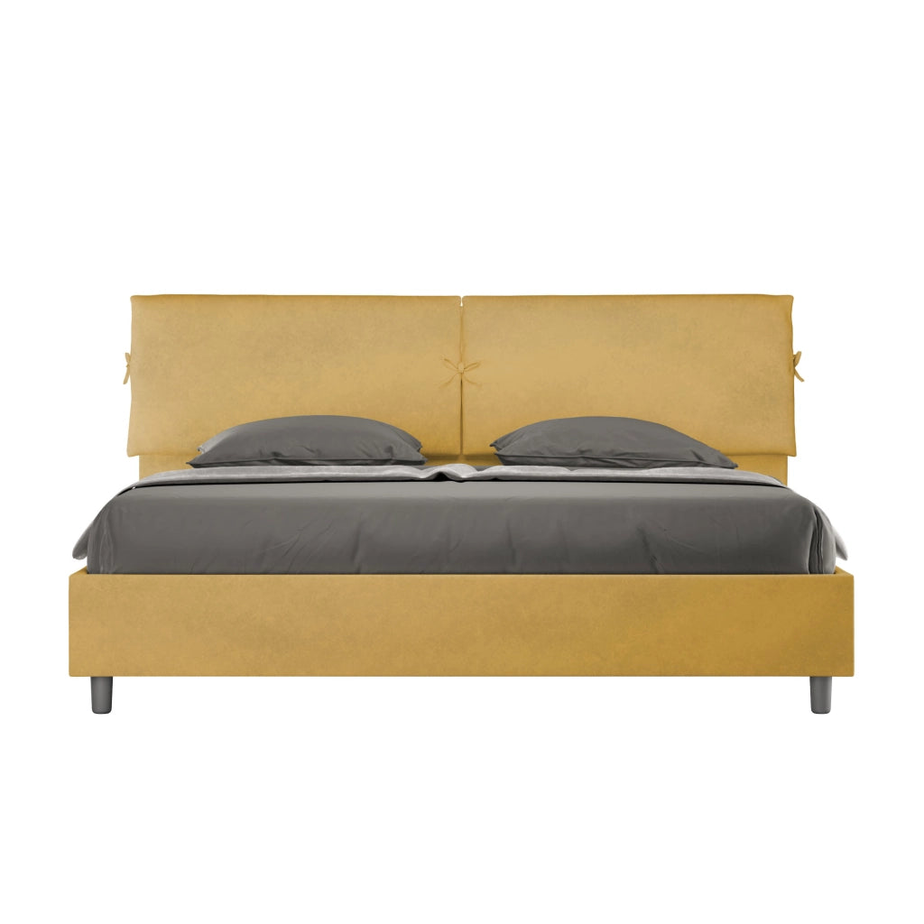 BS COM Letto matrimoniale king size senza rete imbottito 180x190 microfibra ocra