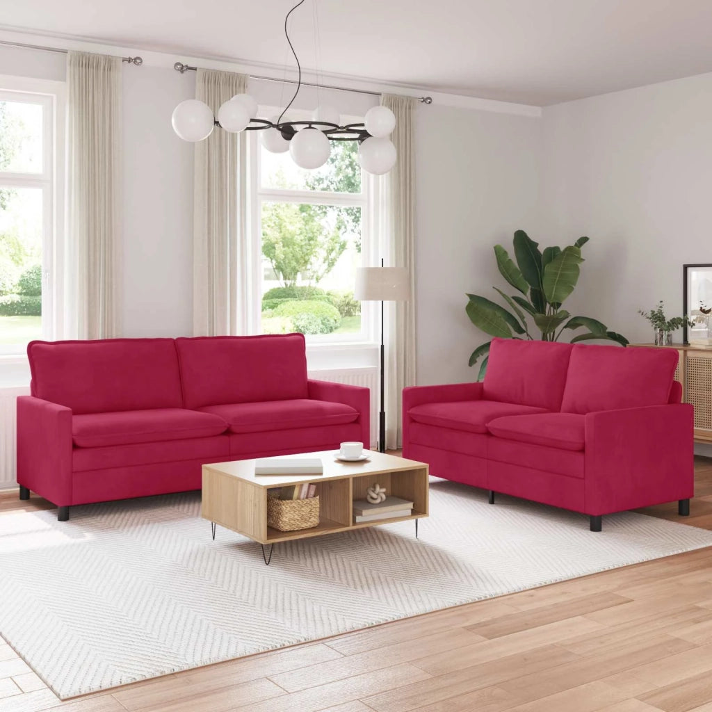Set di divani 2 pcs Rosso Vino Velluto 3417149