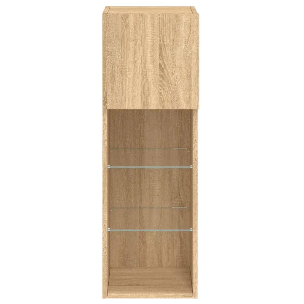Mobili Porta TV con Luci LED 2 pz | Armadietto TV | Mobile Porta TV Rovere Sonoma 30,5x30x90 cm