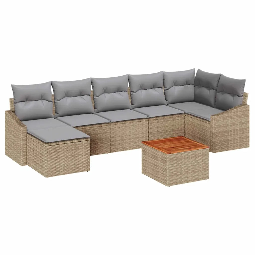 Set Divano da Giardino 8 pcs Beige e Grigio Chiaro polyrattan 3356530
