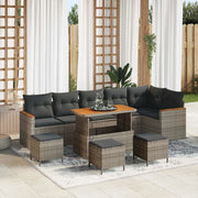 Set Divano da Giardino 10 pcs Grigio polyrattan