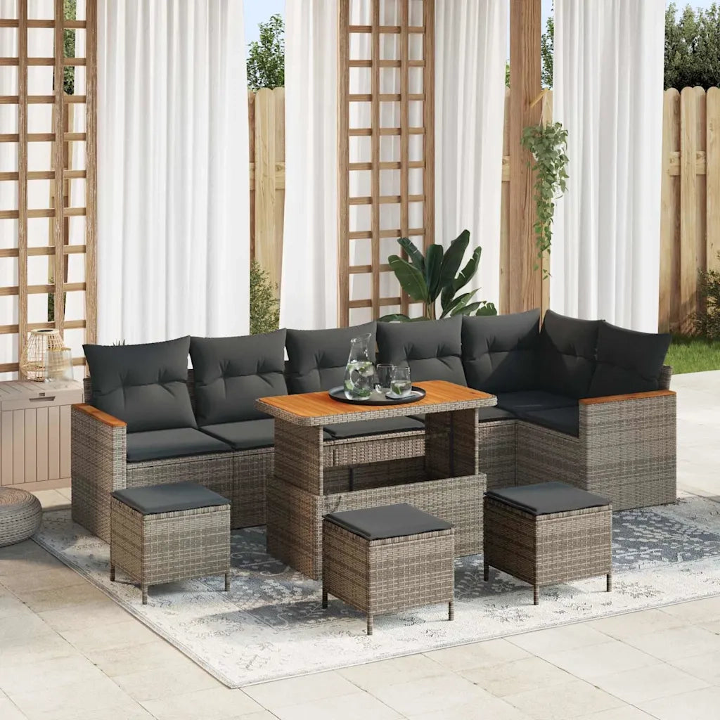 Set Divano da Giardino 10 pcs Grigio polyrattan