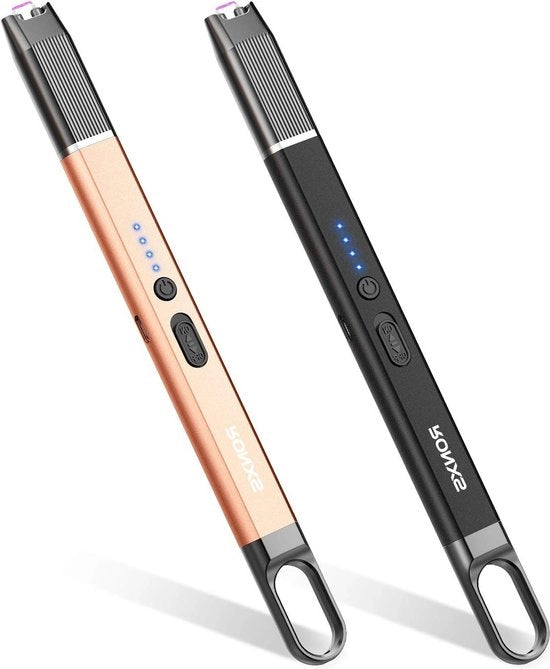 Set di due accendini plasma elettronici inaccendabili USB per cucina e campeggio