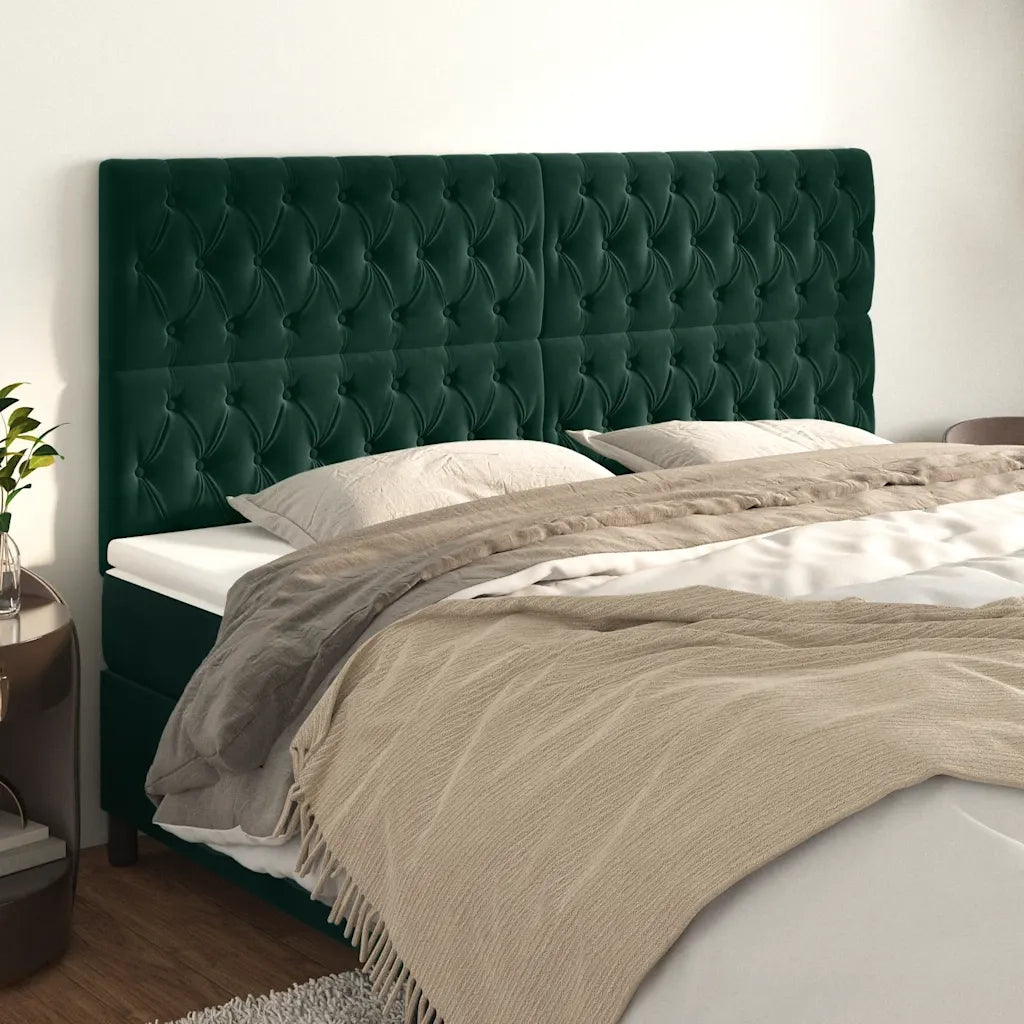 Testiera | Testata Verde Scuro 200x7x118/128 cm Velluto
