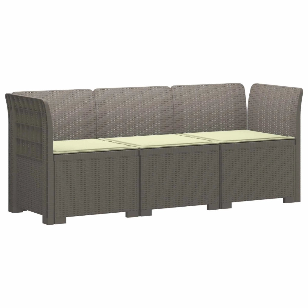 Divano da esterno-Divano da Giardino 3 posti con cuscini in look rattan PP 386548