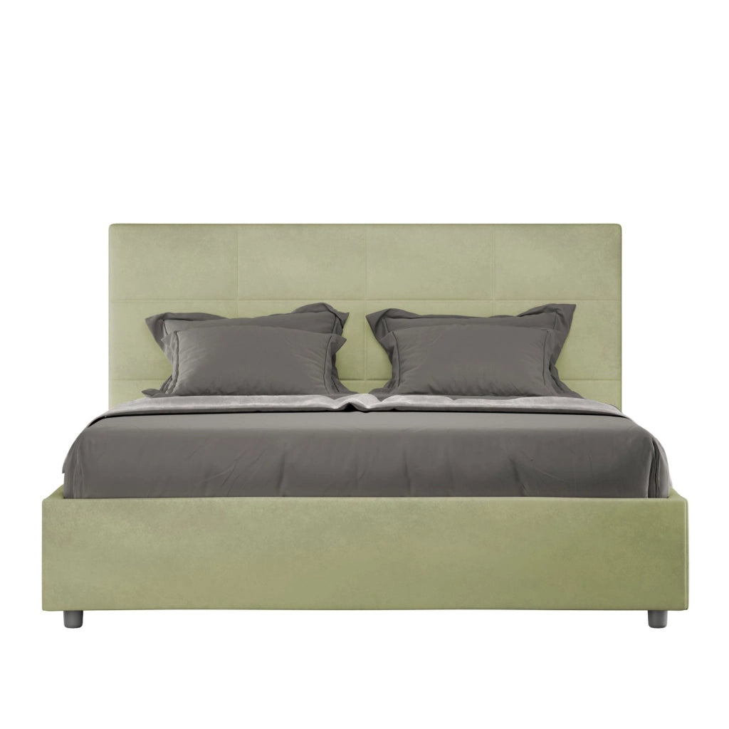 ityhome Letto matrimoniale king size con rete imbottito 170x200 microfibra tè verde Mika