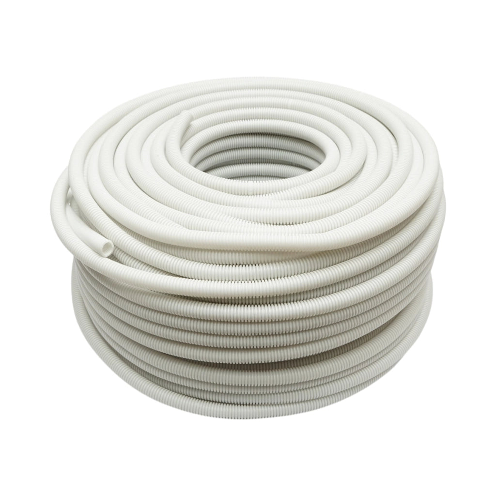 Tubo Corrugato 16mm con Tirafilo, ignifugo in polietilene HDPE 750N, grigio 100m/rotolo