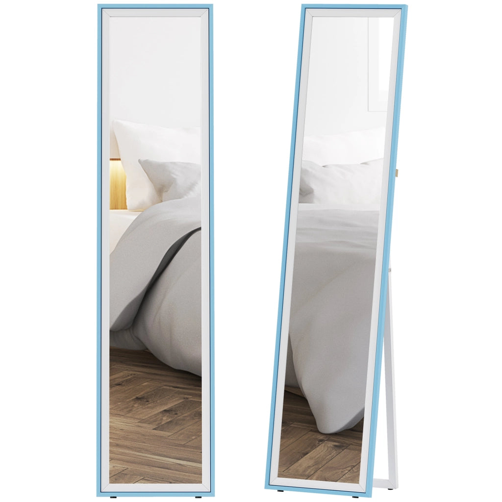 Specchio da Terra a Figura Intera ¨C Xylo ¨C MDF Bianco e Blu 37x157 cm