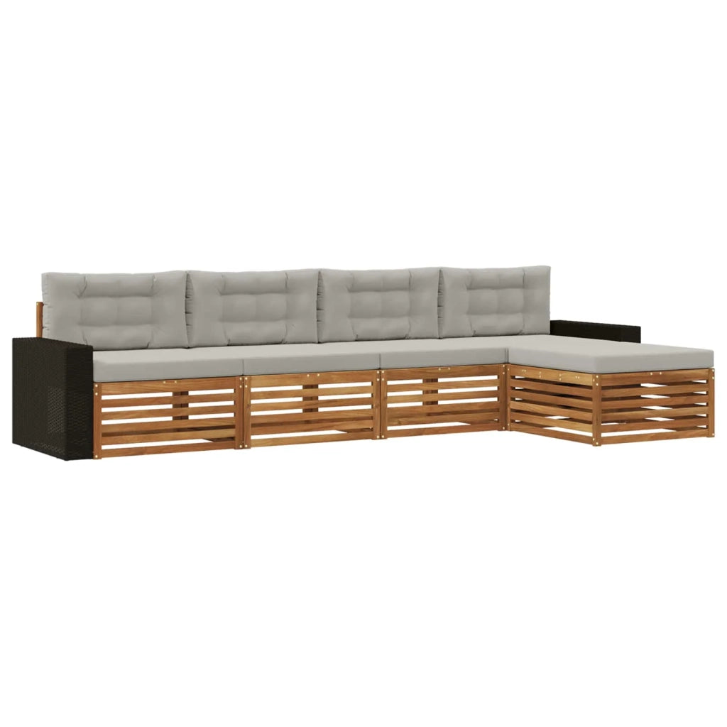 Set di divani da esterno 5 pz Naturale e Grigio Chiaro 3383244