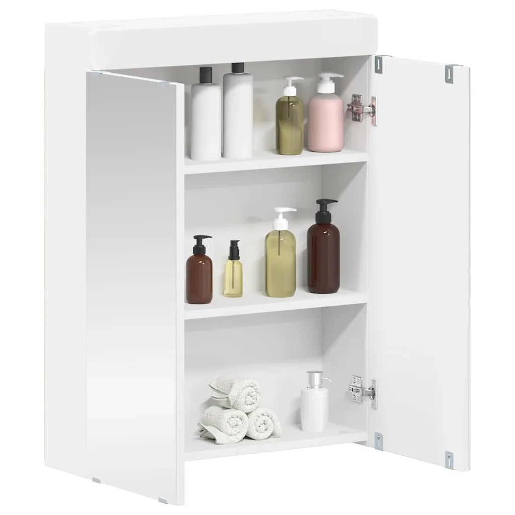 Mobiletto per specchio da Bagno | Armadio da bagno TULUM Bianco 60 x 16,5 x 78 cm