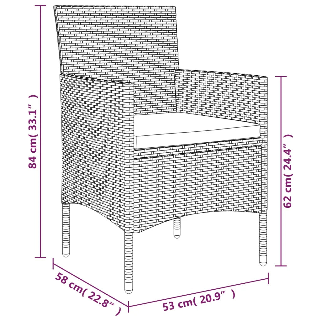 Set da Pranzo da Giardino 5 pz con Cuscini Marrone e Nero 3156612