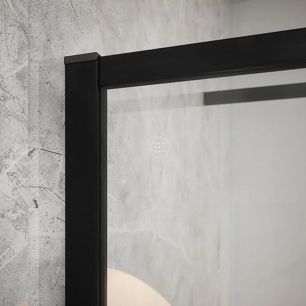 Doccia walk-in full frame 80 cm vetro trasparente profili neri | Rodi