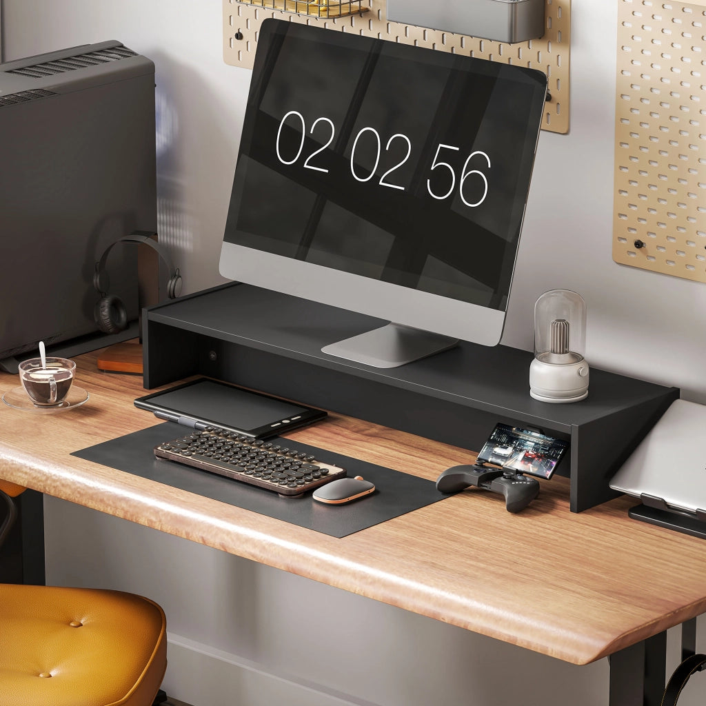 Supporto Monitor PC da 100 cm - Xylo - Nero con 2 Compartimenti