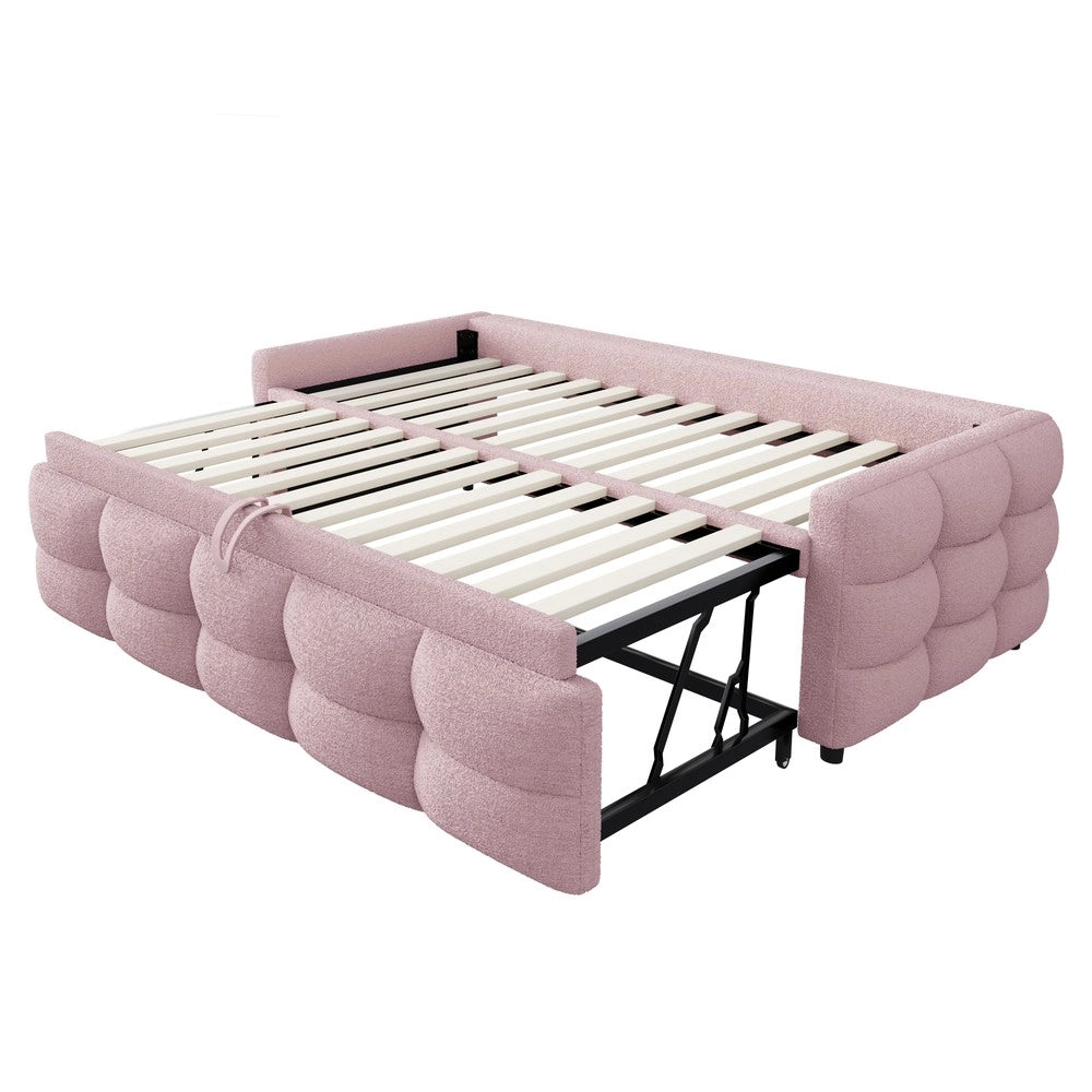 Letto Imbottito Estraibile Singolo/Matrimoniale ¨C MINIMAL ¨C Velluto Rosa, Rete a Doghe, 90/180x190