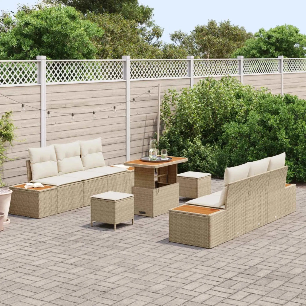 Set Divano da Giardino con cuscino 9 pcs Beige e Crema 3363261