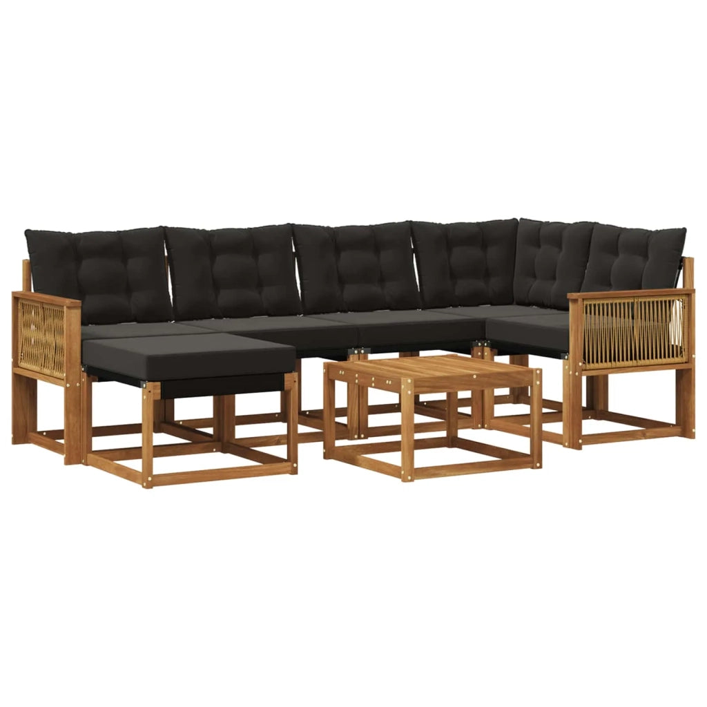 Set di divani da esterno con cuscino 7 pcs Naturale e Nero 3382084