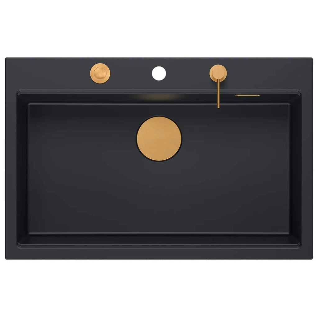 Lavello In Granito Marc 110 Workstation Black Tappo acciaio