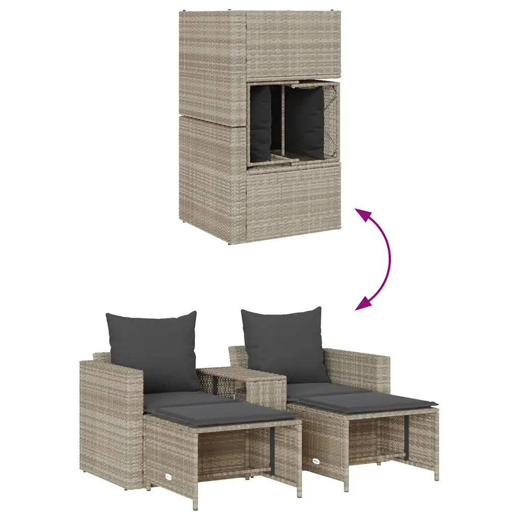 Set Divano da Giardino 5pz con Cuscini-Sofa da Giardino-Divanetto da esterno Grigio Chiaro Polyrattan 122905