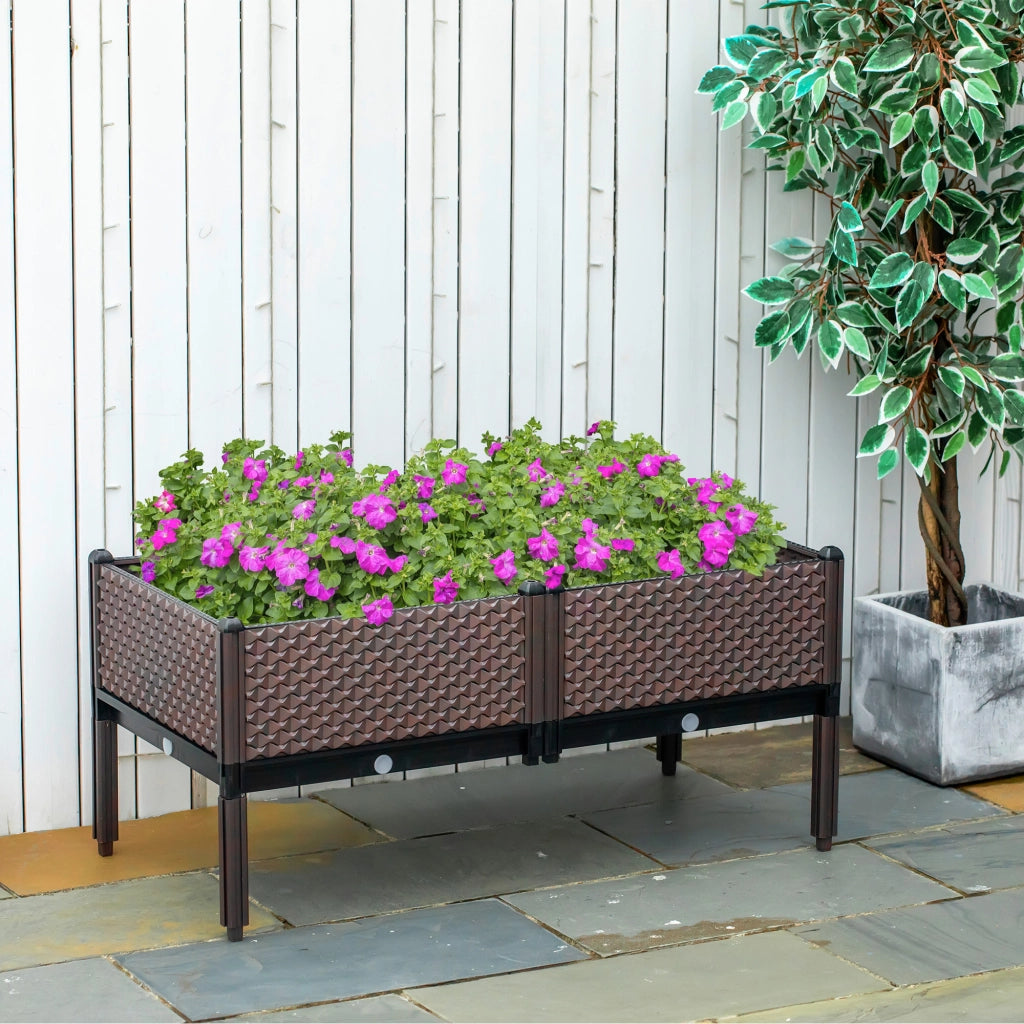 Giardiniere Rialzate 2 Pezzi Quadrate 50x50x46,5 cm ¨C Minimal ¨C Marrone