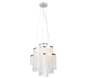 Lampada a sospensione LED con pendenti, metallo cromato, D 38 cm, Pomp