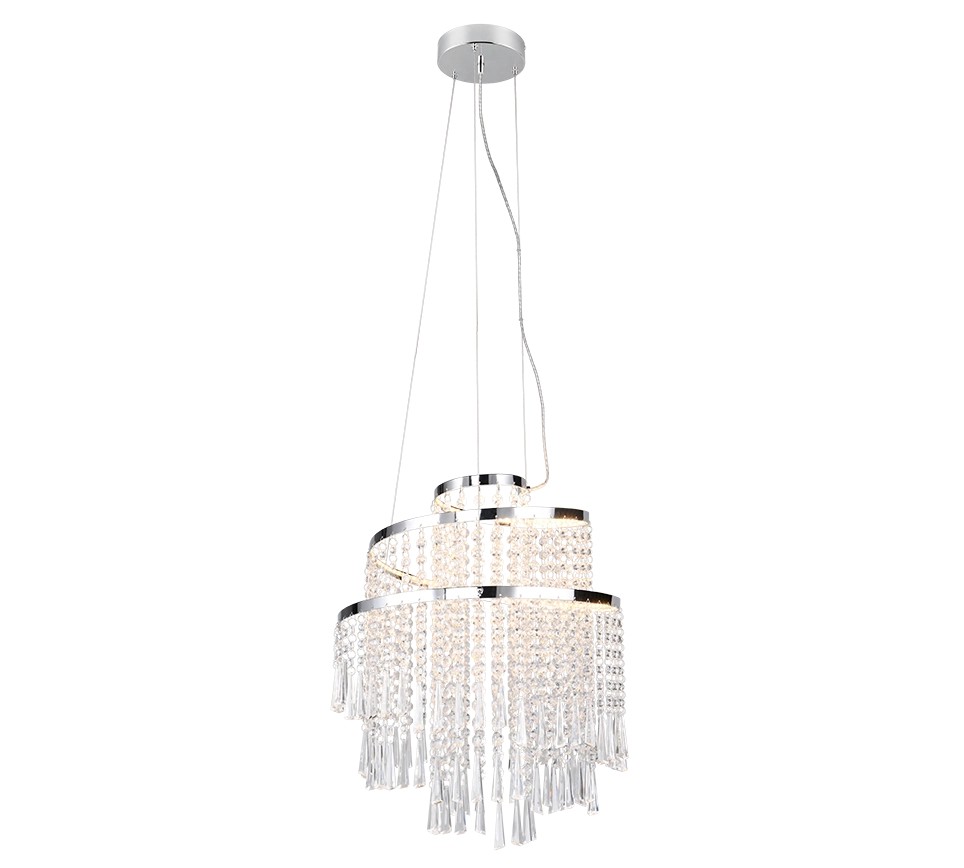 Lampada a sospensione LED con pendenti, metallo cromato, D 38 cm, Pomp