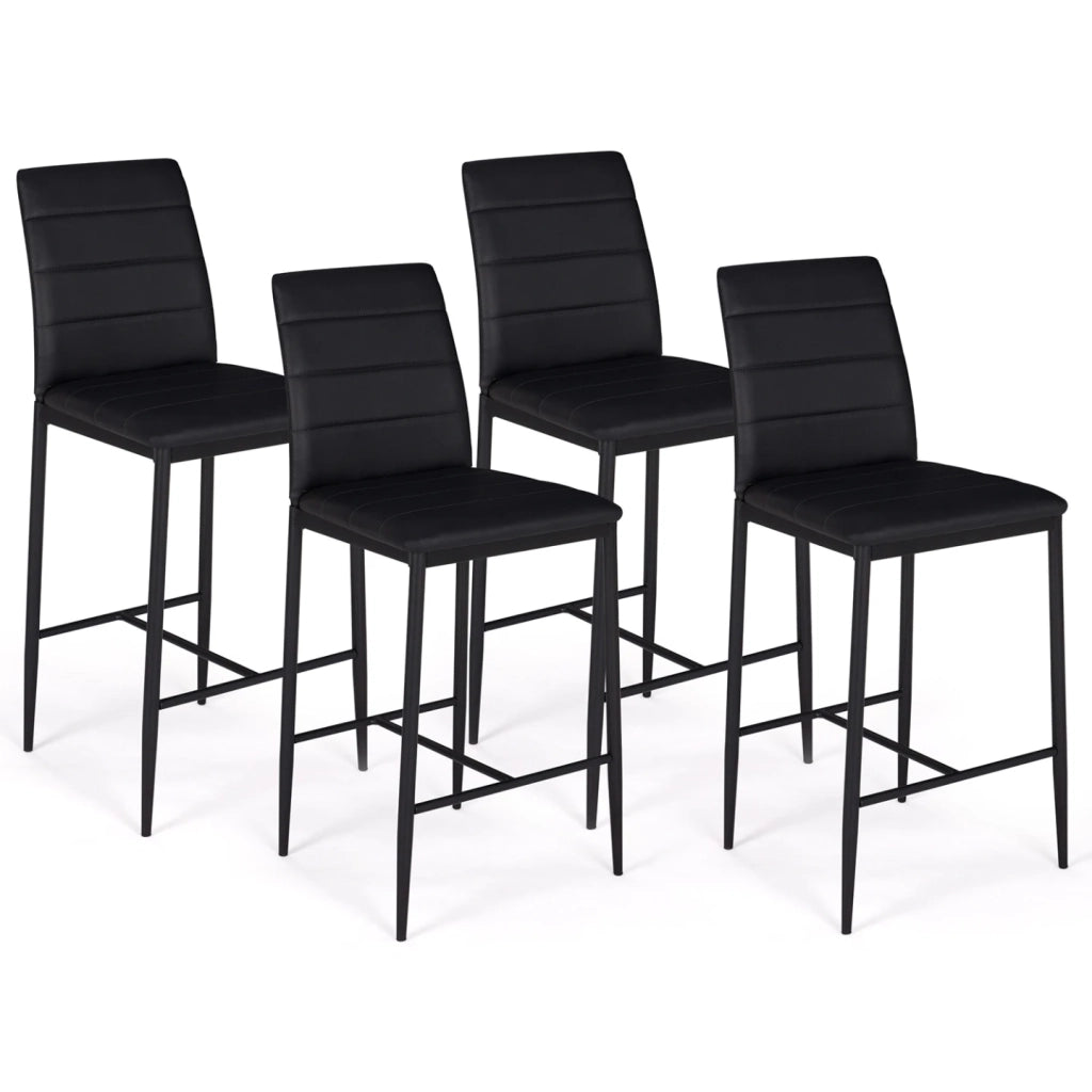 IDMarket - Set di 4 sgabelli da bar imbottito design contemporaneo in PVC nero ROMANE