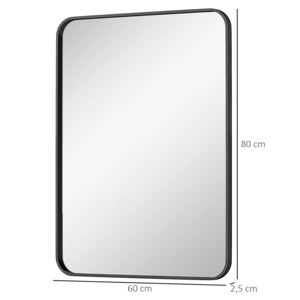 Specchio da Bagno con Cornice Metallo ¨C Minimal ¨C Nero 60x80 cm