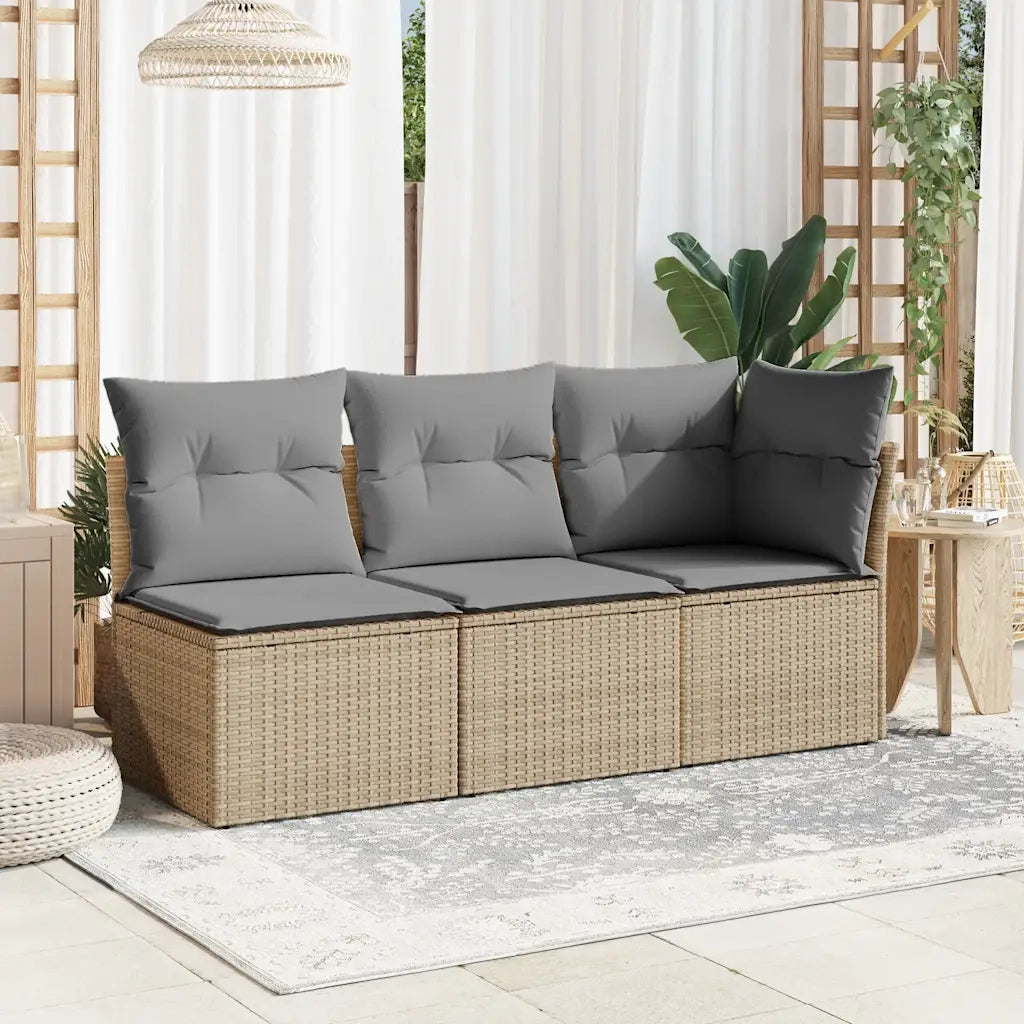 Sedia Giardino Senza Braccioli con Cuscini Beige in Polyrattan 366100