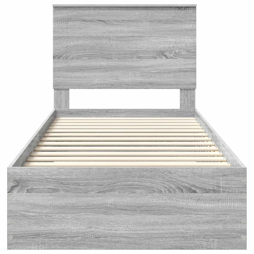 Struttura del letto Grigio Sonoma e Argento 75 x 190 cm