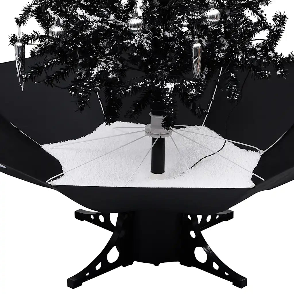 Albero di Natale con Nevicata e Base ad Ombrello Nero 170cm PVC 289933