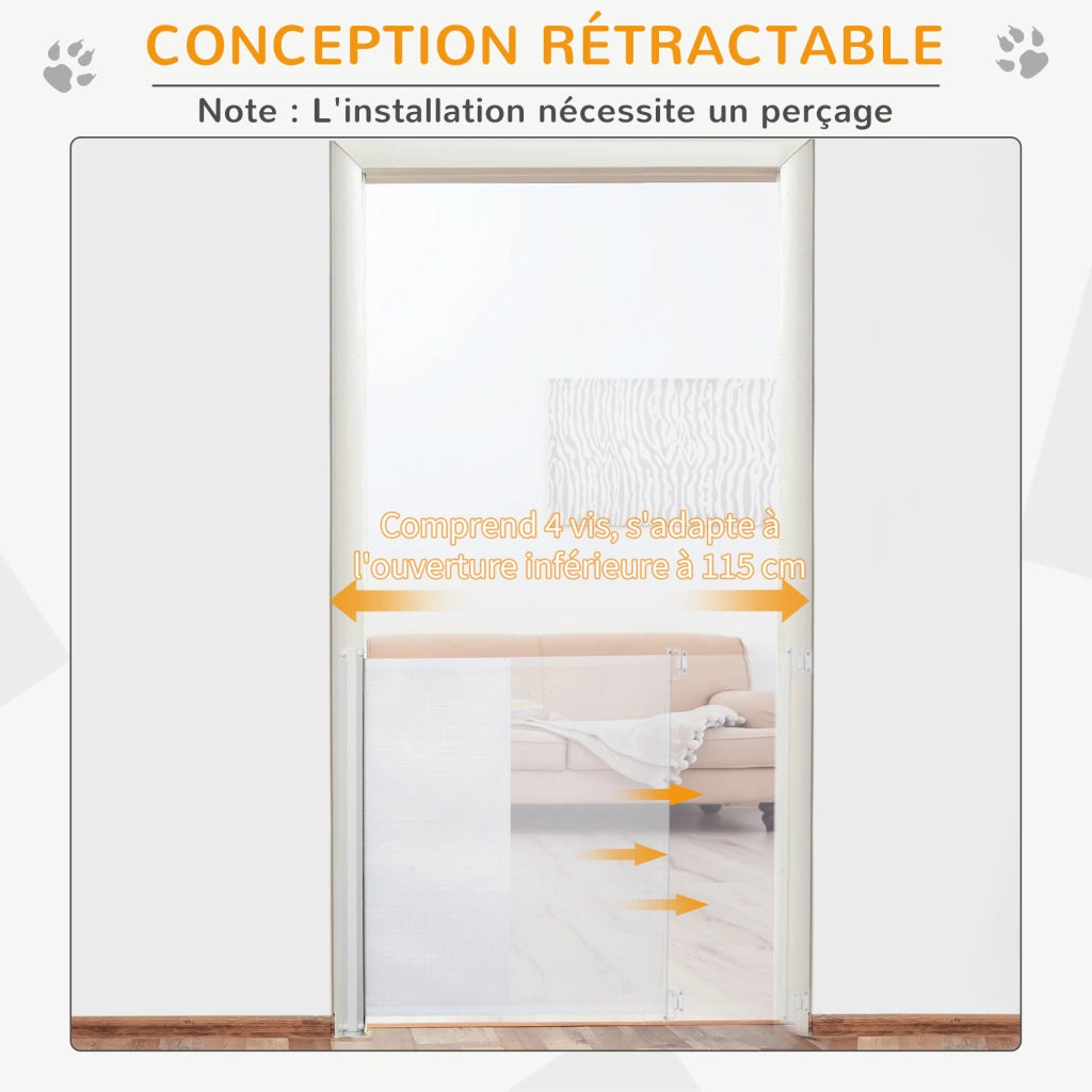 Barriera per cani retrattile ¨C Minimal ¨C bianco 115x82.5 cm