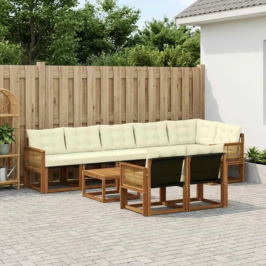Set di divani da esterno con cuscino 9 pcs Naturale e Crema 3382050