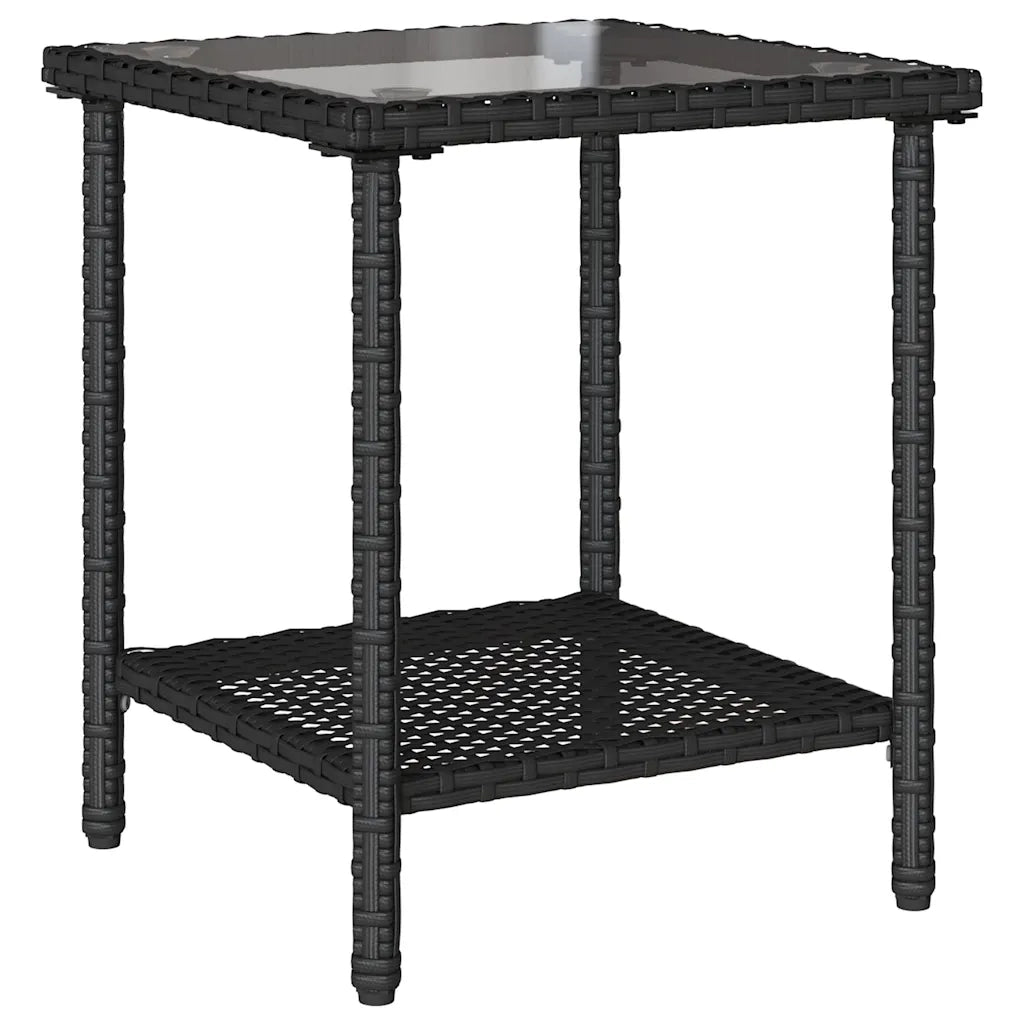 Divano da Giardino con Tavolo e Cuscini a L Nero in Polyrattan 4103872