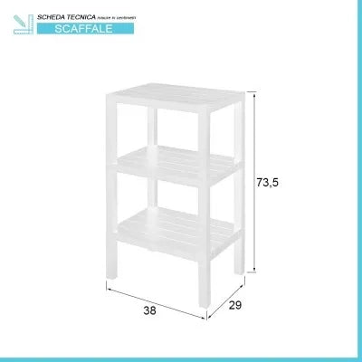 Scaffale bagno 3 ripiani bianco effetto legno in kit montaggio Buzz