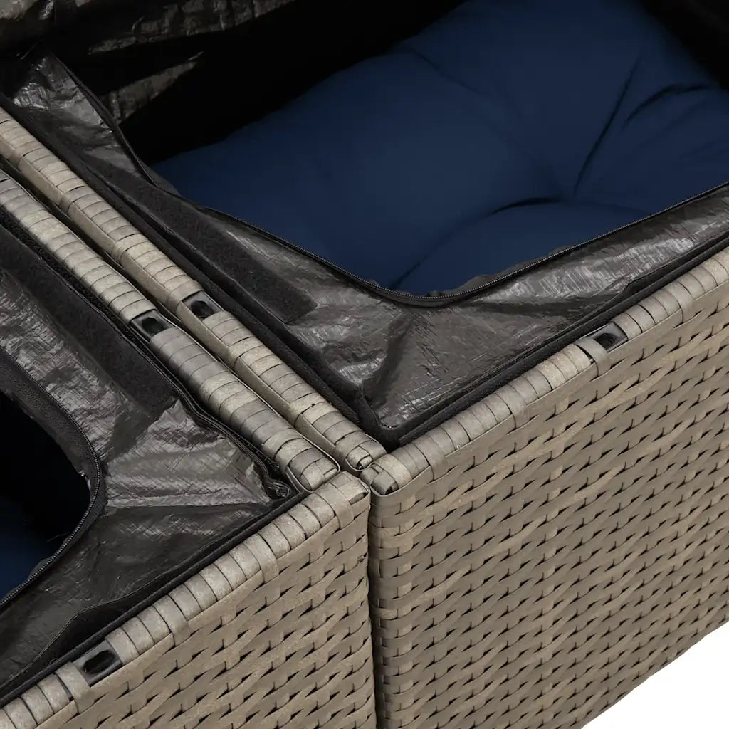Set Divani da Giardino 7 pz con Cuscini Grigio in Polyrattan 3256404