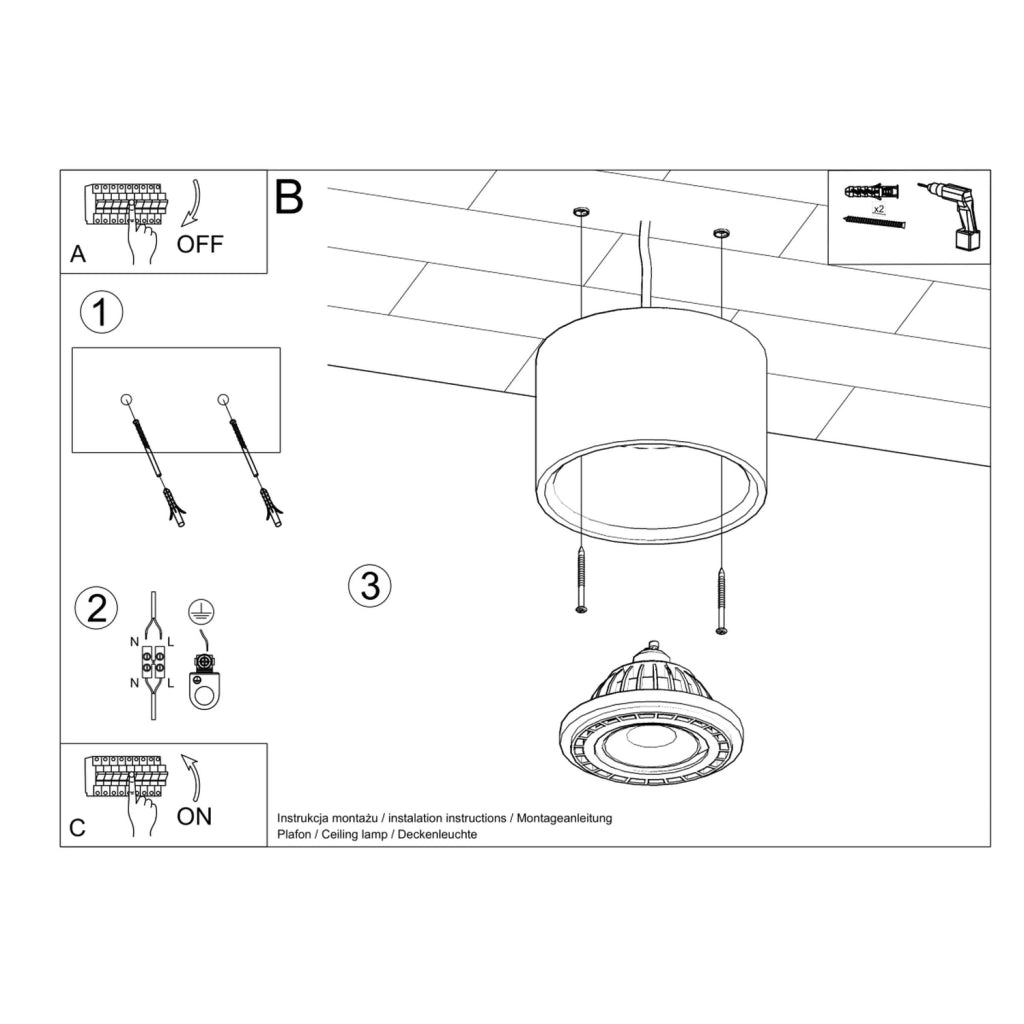 Lampada da soffitto BASIC 1 in cemento