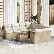 Set Divano da Giardino con cuscino 9 pcs Beige e Crema