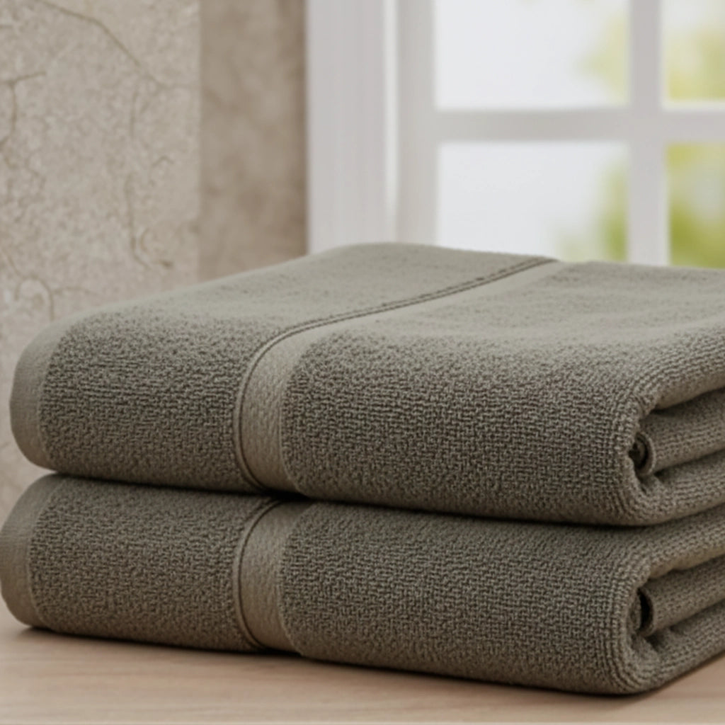 Sanonefa, set di Asciugamani 100% Cotone set da 2, Grigio Pietra