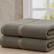 Sanonefa, set di Asciugamani 100% Cotone set da 2, Grigio Pietra