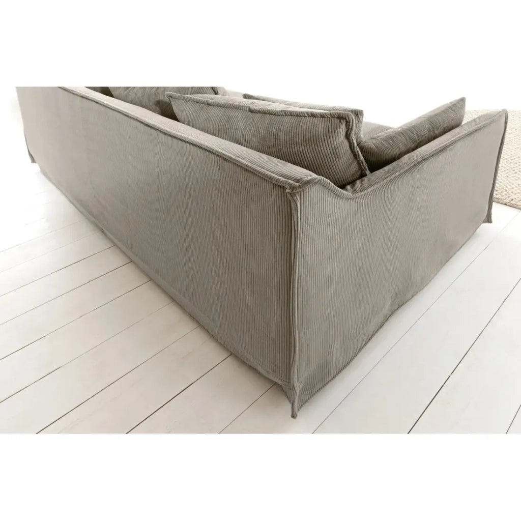 Divano dritto KALIA - Tessuto a costine beige grigio - 3 posti - Stile contemporaneo