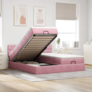 Struttura Letto Pouf con Materassi Rosa 180x200 cm Velluto 3312097