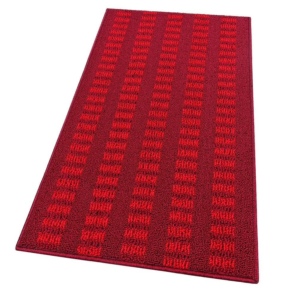 Tappeto Cucina Morbido 3D Assorbente Lavabile Antiscivolo Passatoia Bordata A Righe 57x230 Bordeaux