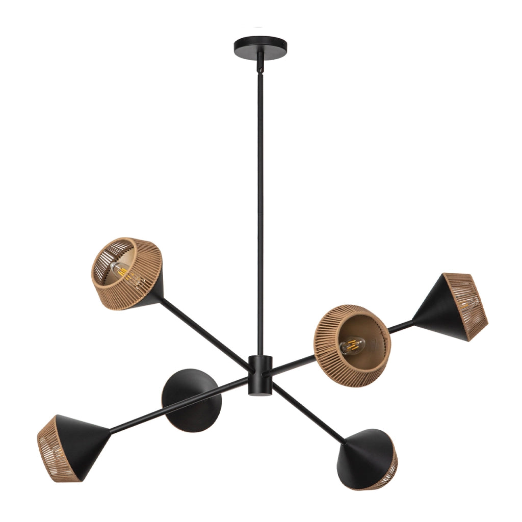 Lampadario industriale nero-oro 6xE14 Daphne Alora Mood