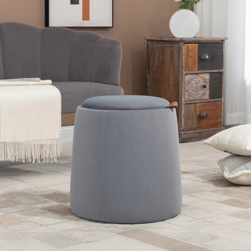 Pouf ¨C Minimal ¨C Grigio, Velluto, ?44x47.5cm