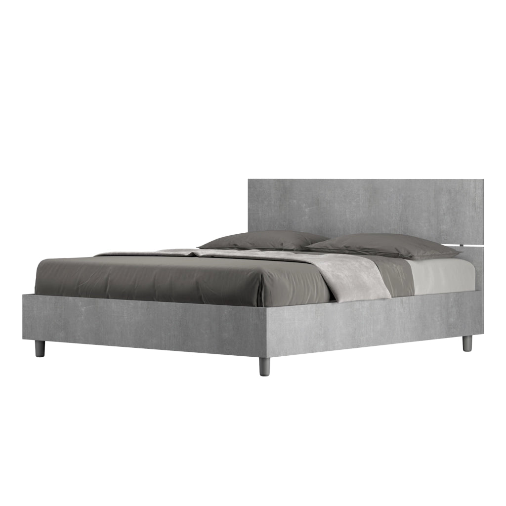 BS COM Letto matrimoniale contenitore 160x200 testata dritta cemento
