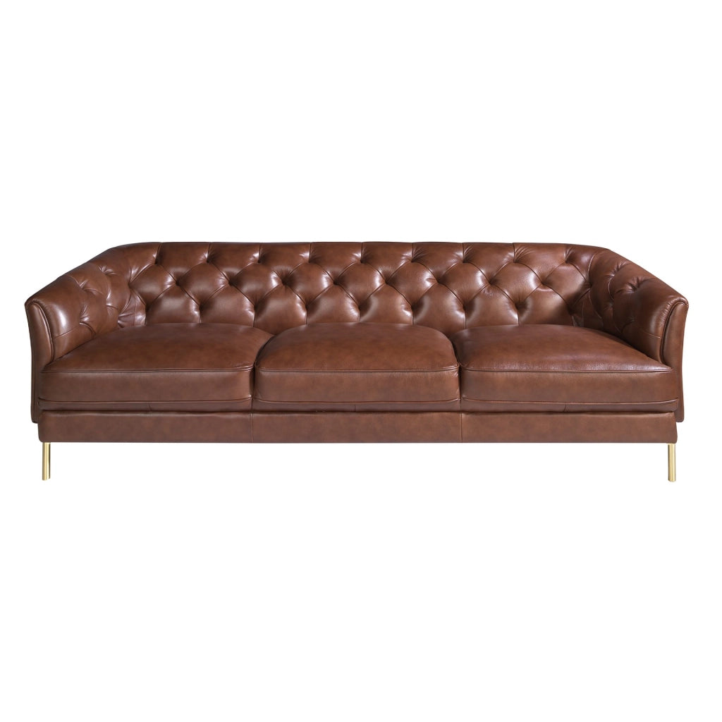 Divano Chester a 3 posti in pelle marrone cognac