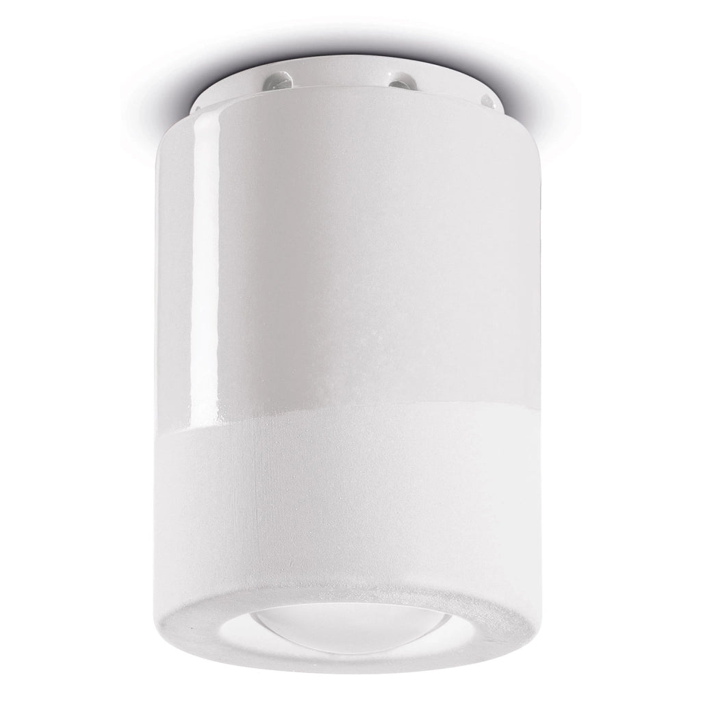 Plafoniera Vintage Decò Pi Ceramica Bianco Grezzo 1 Luce E14