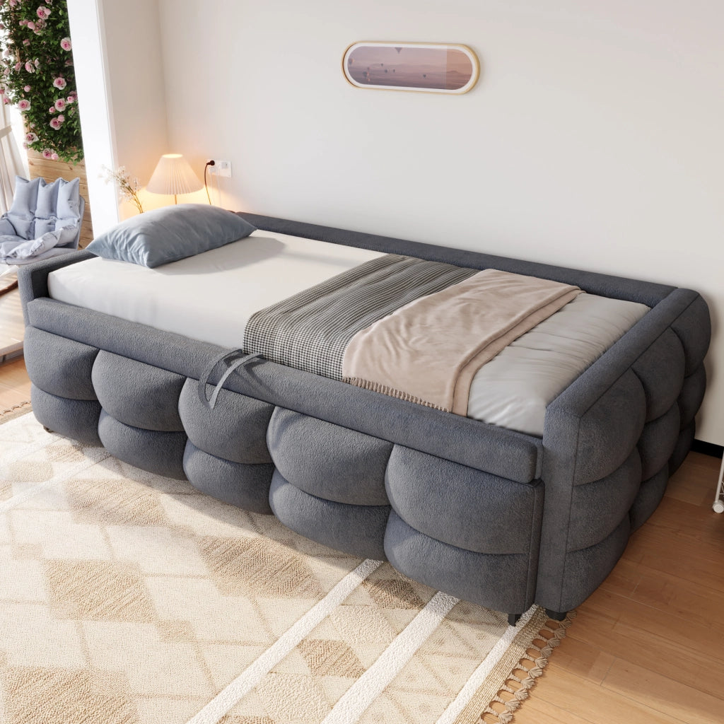 LETTO Estraibile 90/180x190 cm Teddy Grigio